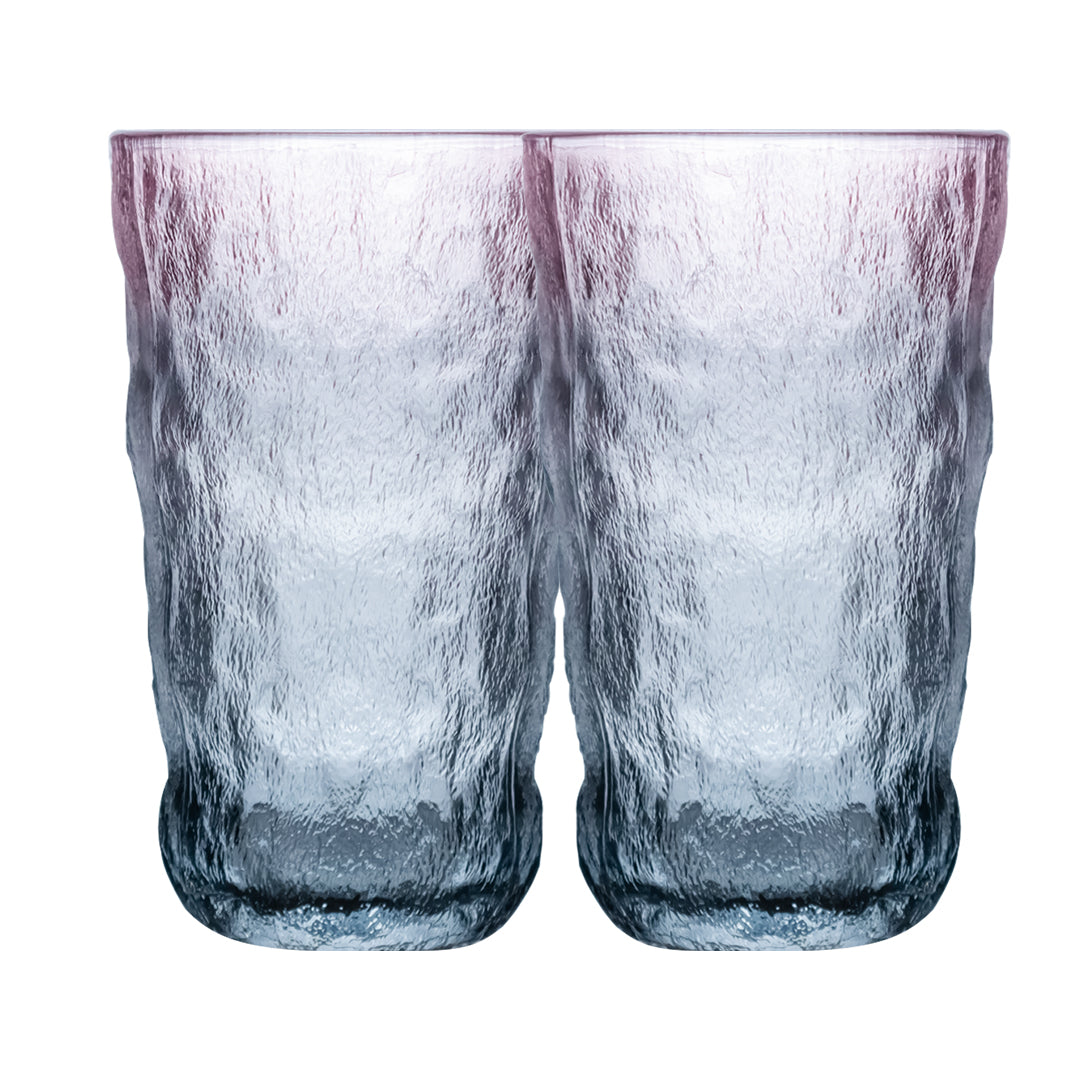 Set de 2 Vasos de Cristal Rosa y Azul - 305 ml