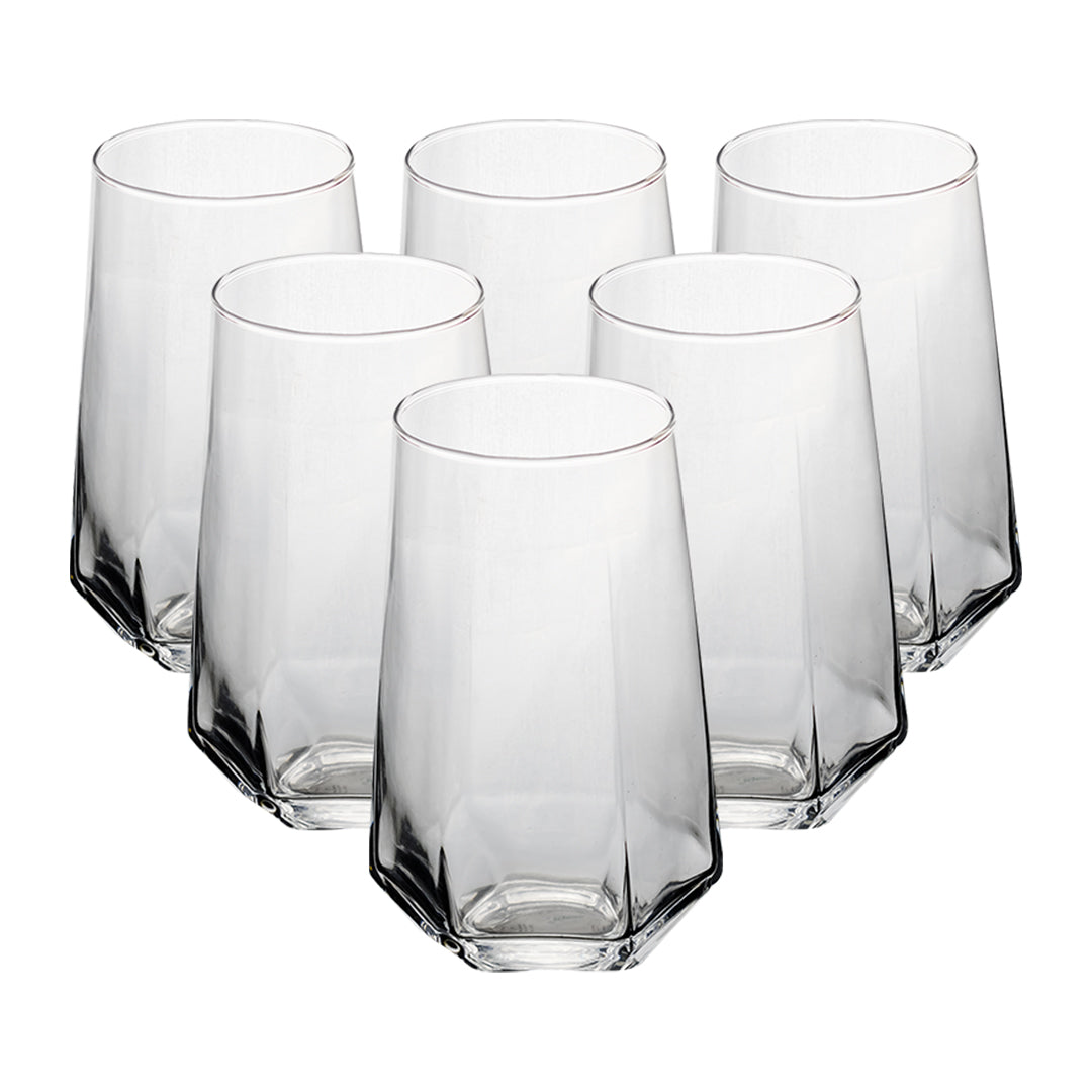 Set de 6 Vasos de Cristal Geométrico Transparente - 540 ml