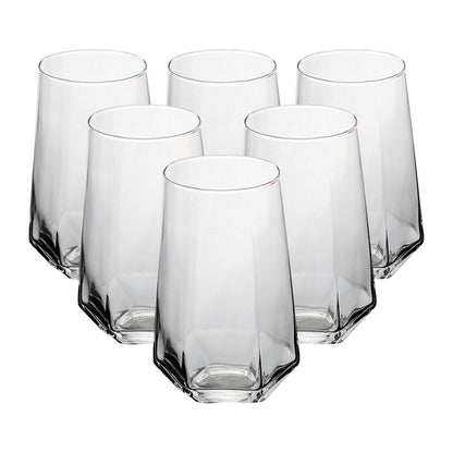 Set de 6 Vasos de Cristal Geométrico Transparente - 540 ml