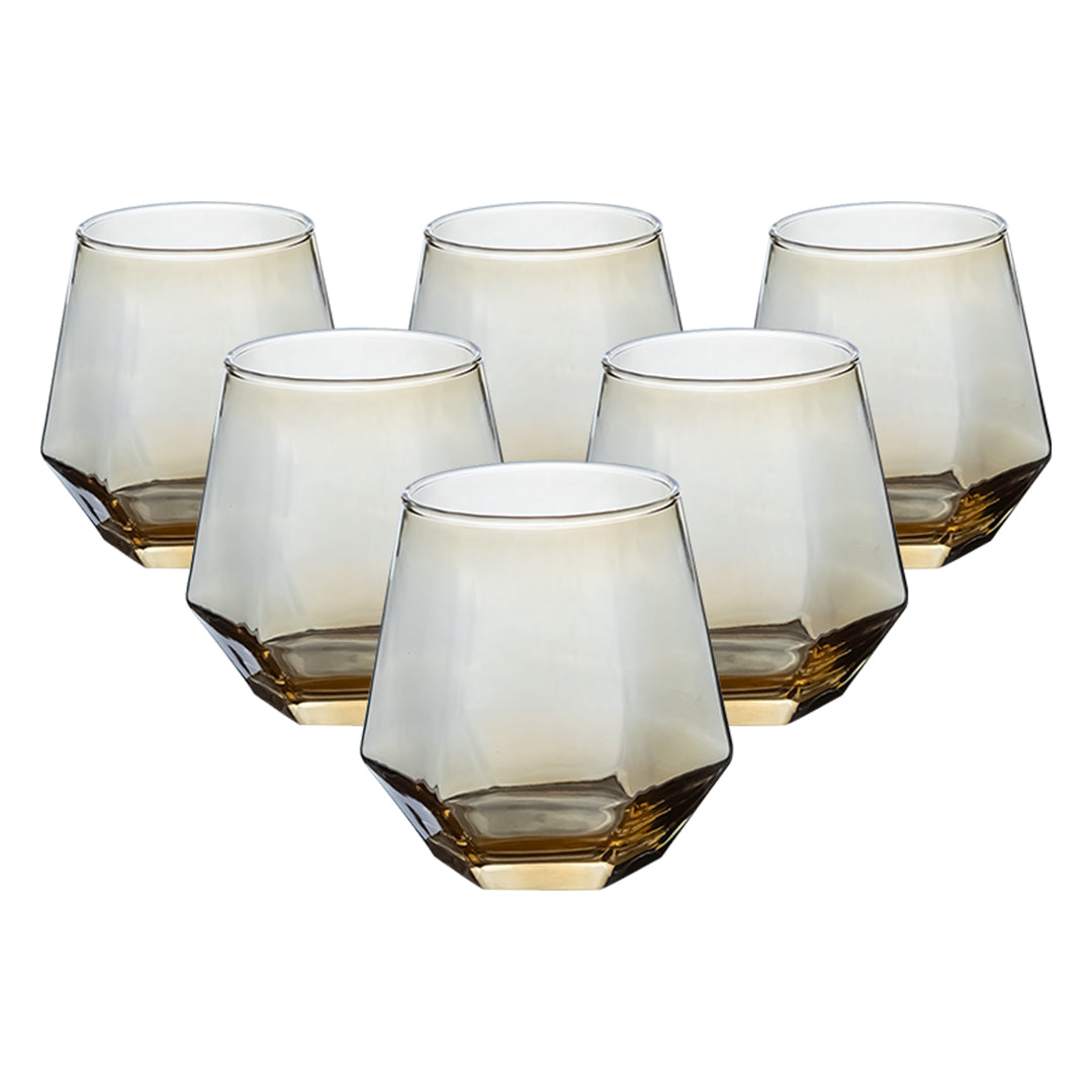 Set de 6 Vasos de Cristal Ámbar - 310 ml