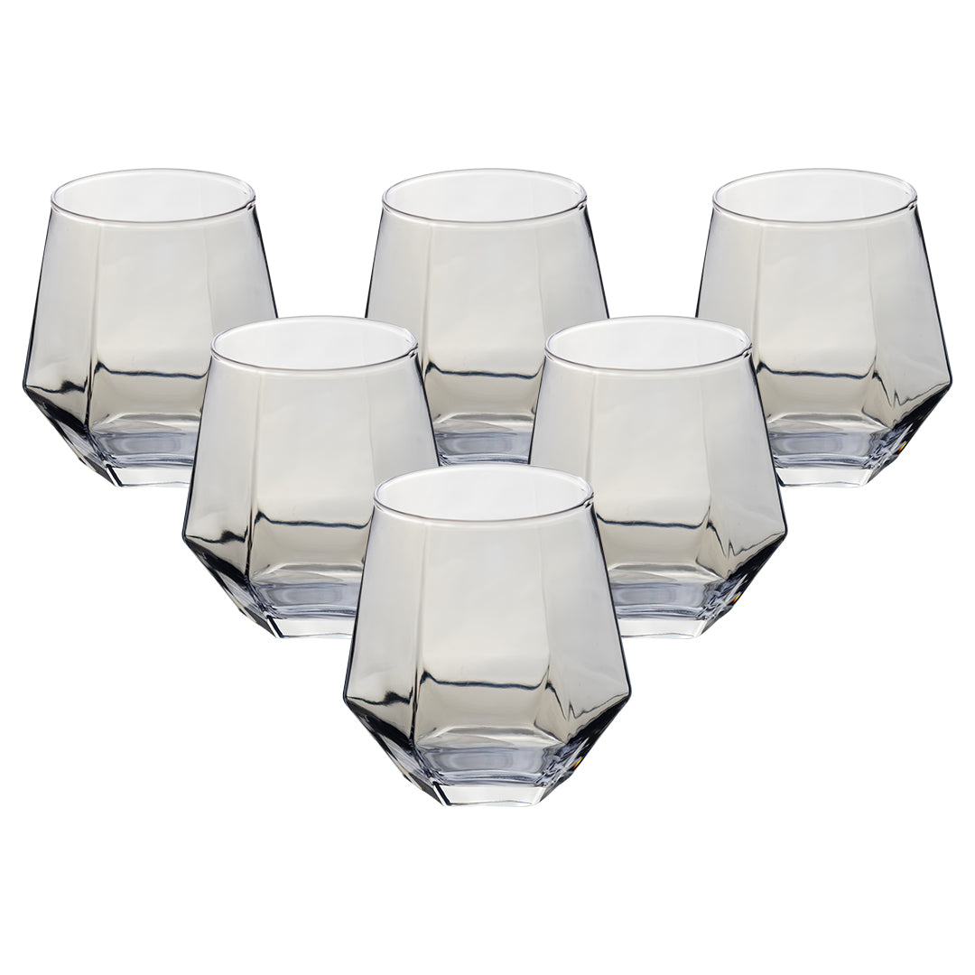Set de 6 Vasos Hexagonales de Cristal - 310 ml