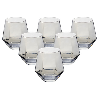 Set de 6 Vasos Hexagonales de Cristal - 310 ml