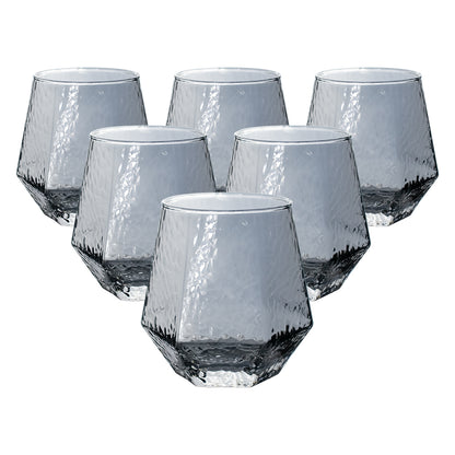 Set de 6 Vasos de Cristal Hexagonales Humo - 310 ml