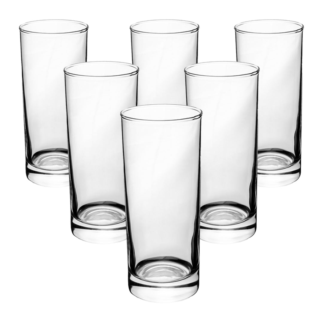 Set de 6 Vasos Altos de Cristal Transparente - 295 ml
