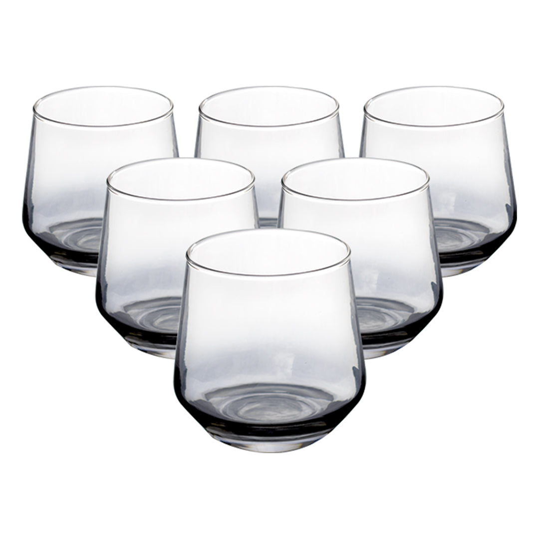 Set de 6 Vasos de Cristal Humo Transparente - 390 ml