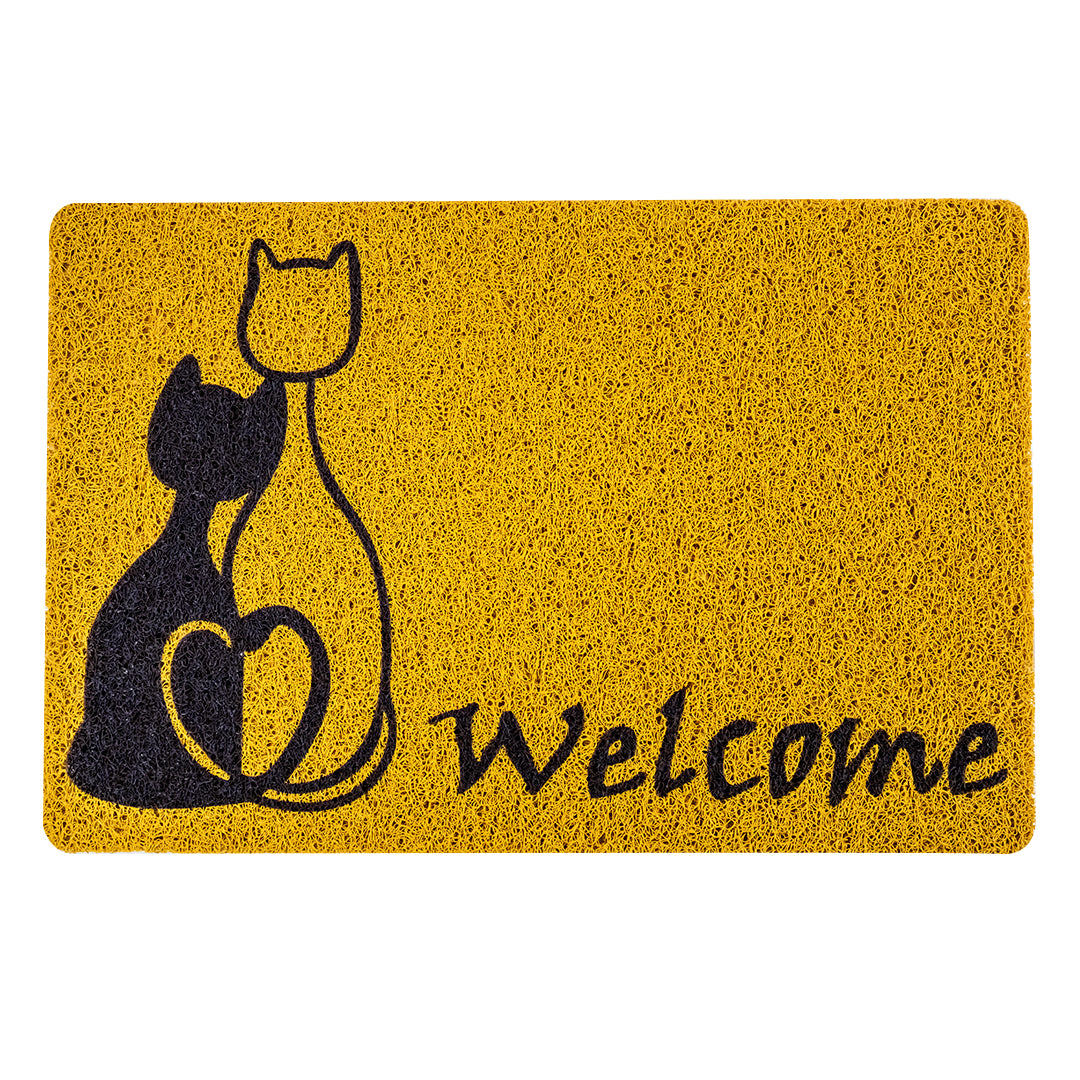 Tapete Café Claro con Gatos "WELCOME"