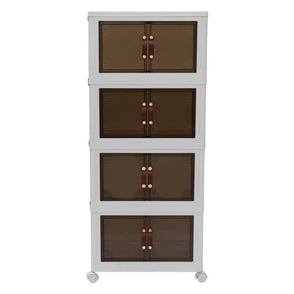 Armario de 4 Niveles con Puertas y Ruedas - Color Blanco