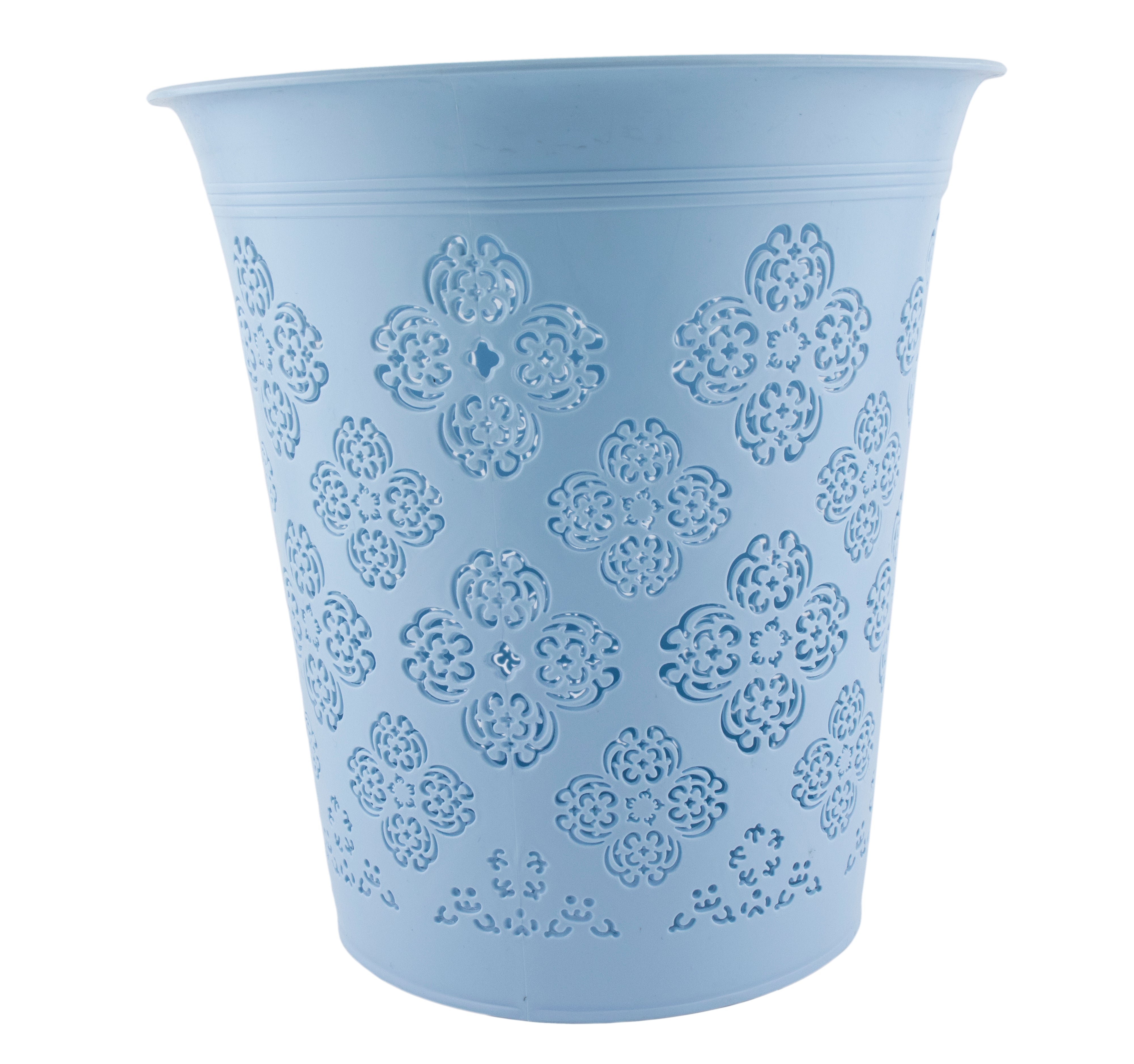 Bote de Basura Azul Celeste Calado - Diseño Floral
