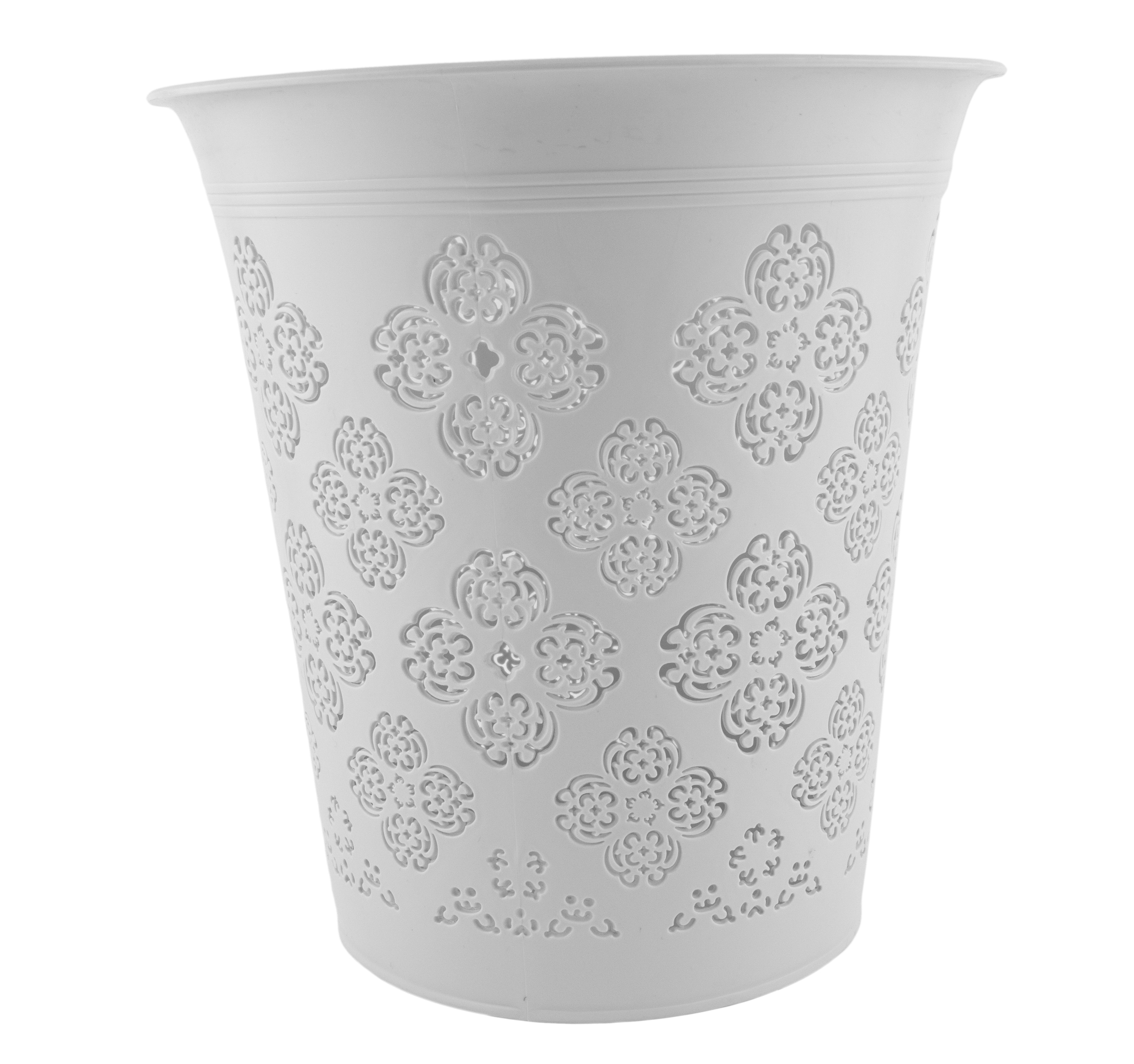 Bote de Basura Blanco Calado - Diseño Floral