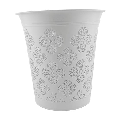 Bote de Basura Blanco Calado - Diseño Floral