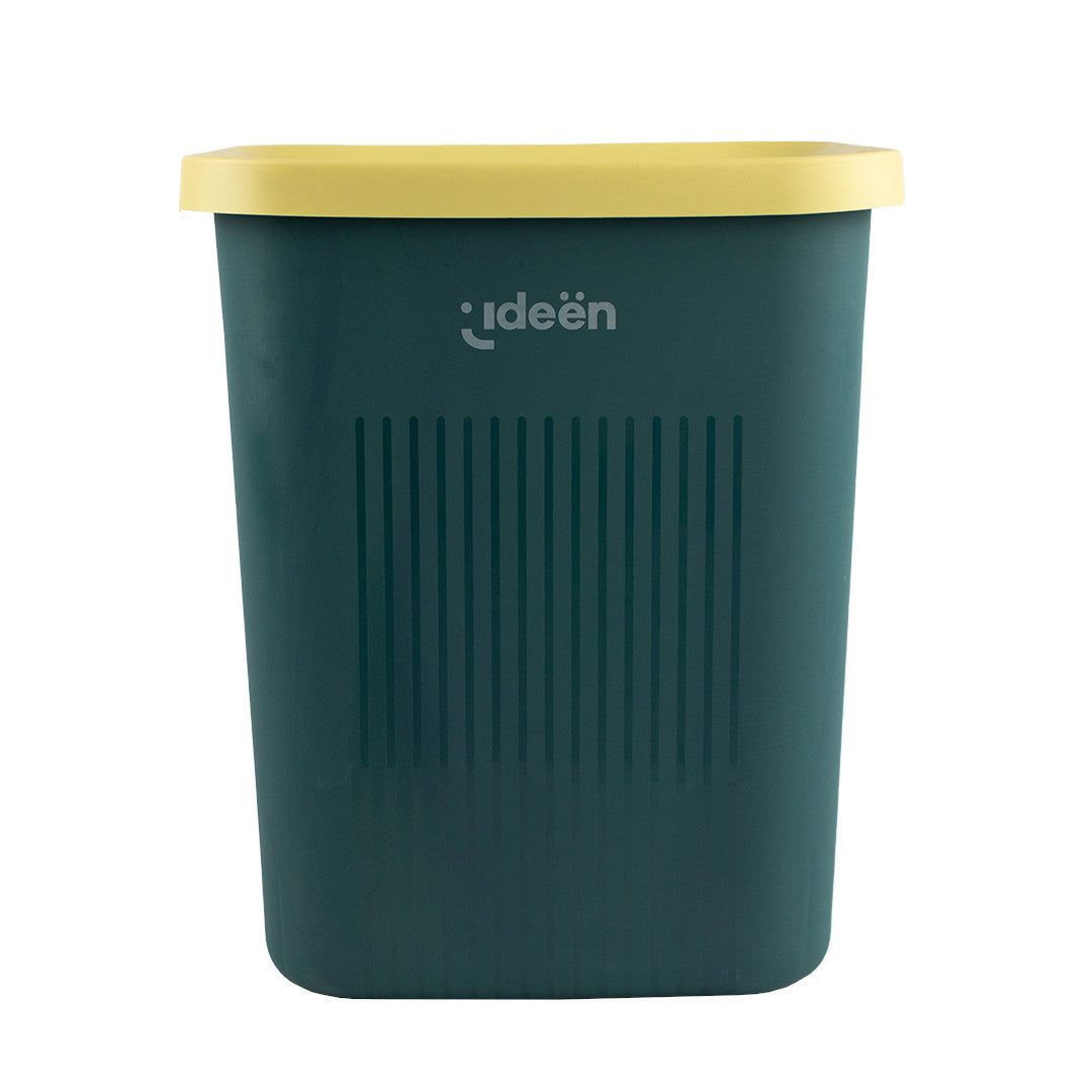 Bote de Basura Verde con Borde Amarillo