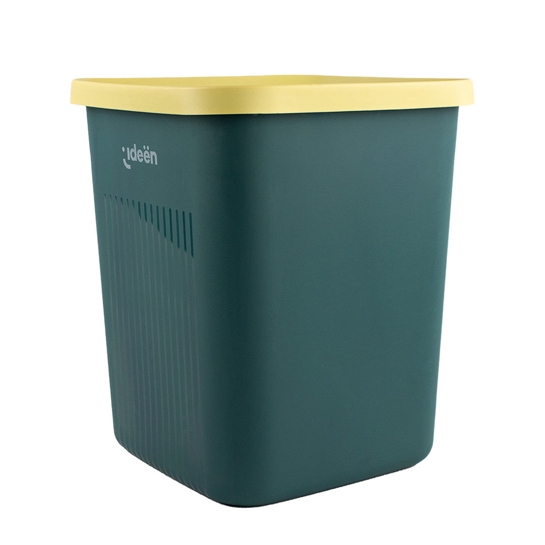 Bote de Basura Verde con Borde Amarillo