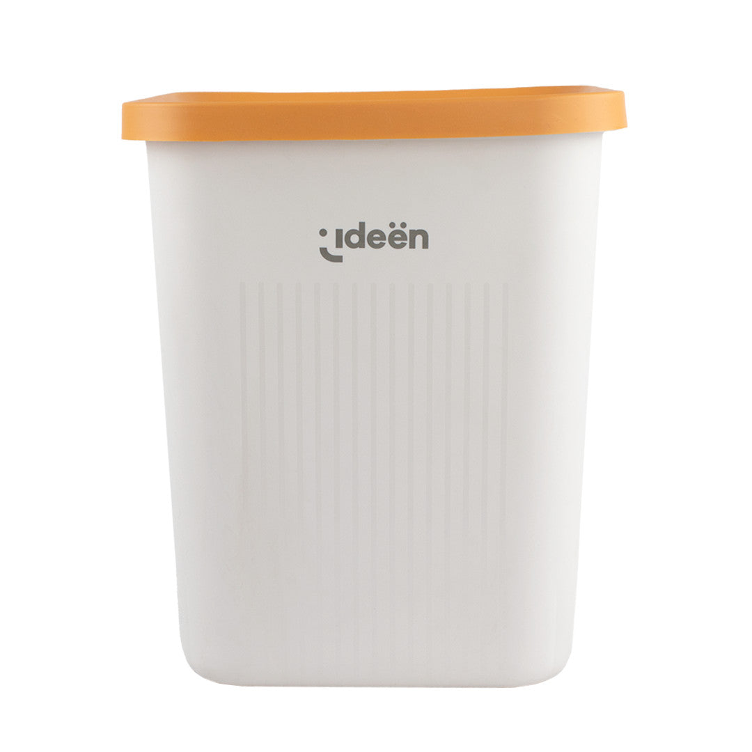 Bote de Basura Blanco con  Borde Naranja