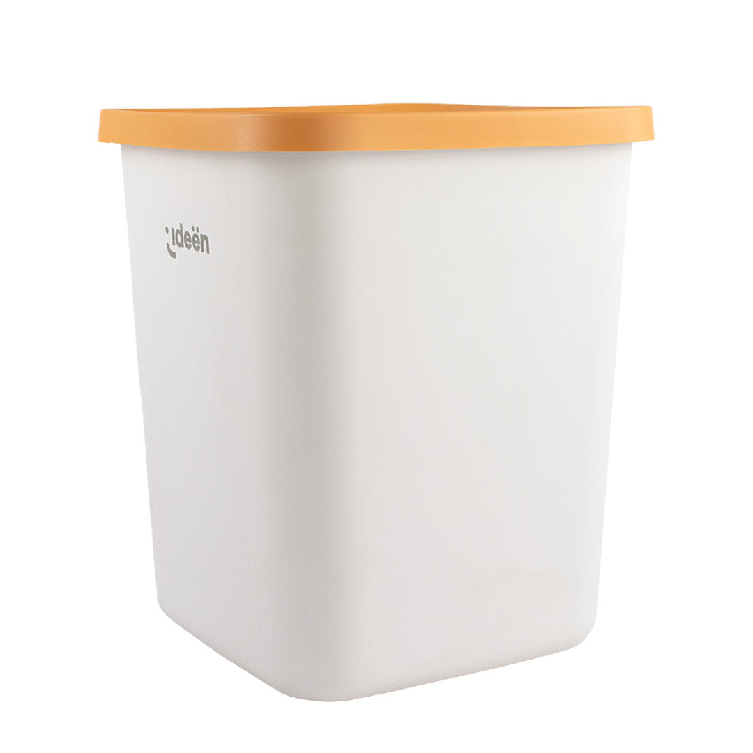 Bote de Basura Blanco con  Borde Naranja