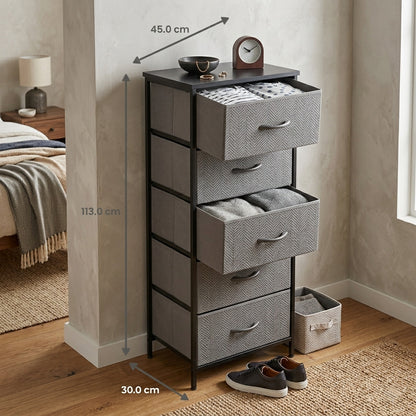Cajonera Vertical Gris de 5 Cajones