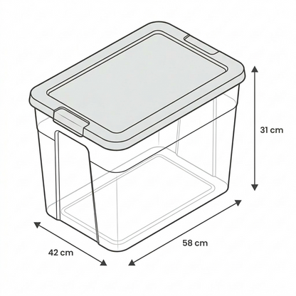 Caja Organizadora de Almacenamiento Plástico Resistente y Tapa Dura 58x42x31 cm