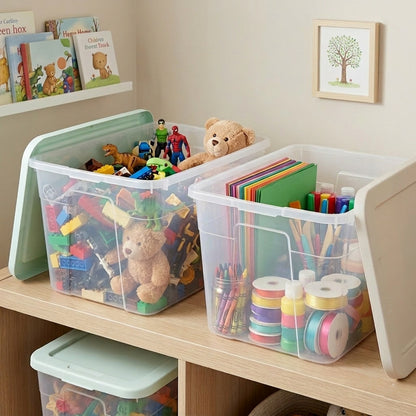 Caja Organizadora de Almacenamiento Plástico Resistente y Tapa Dura 58x42x31 cm