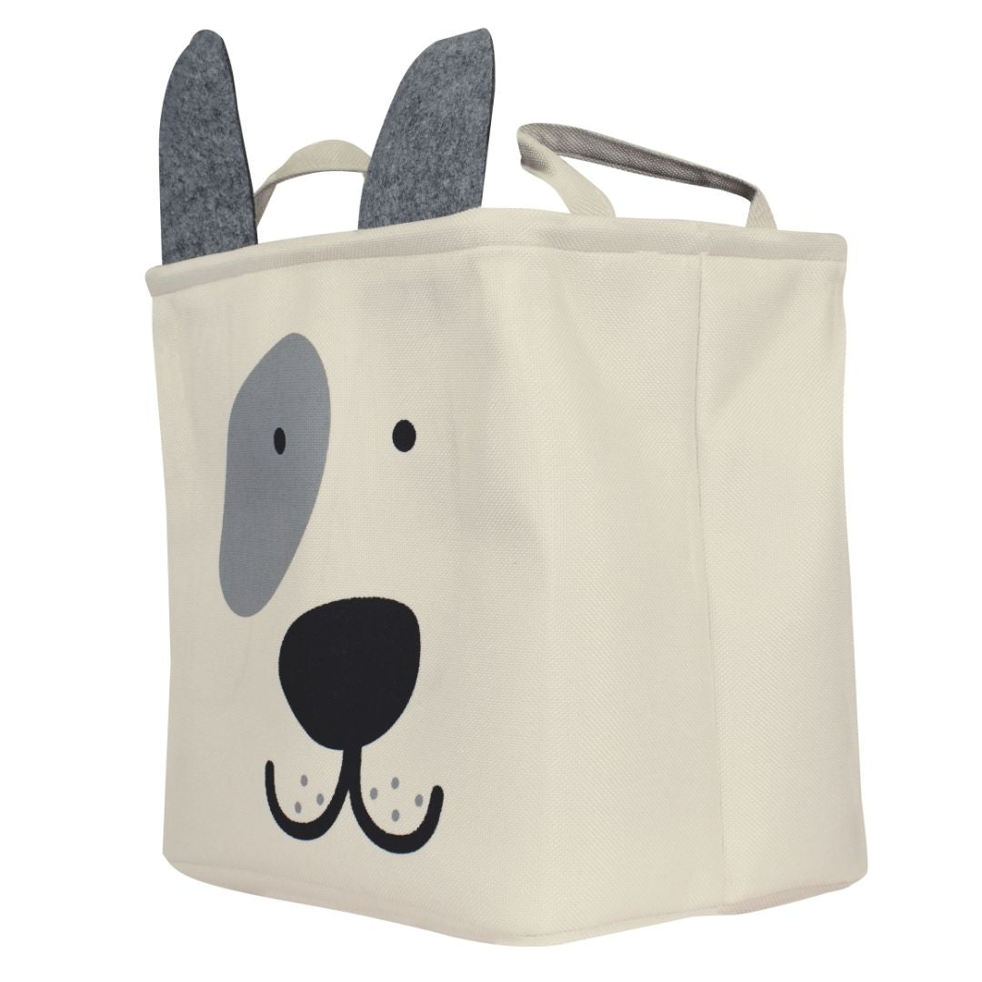 Cesta de Tela con Diseño de Cachorro - Beige