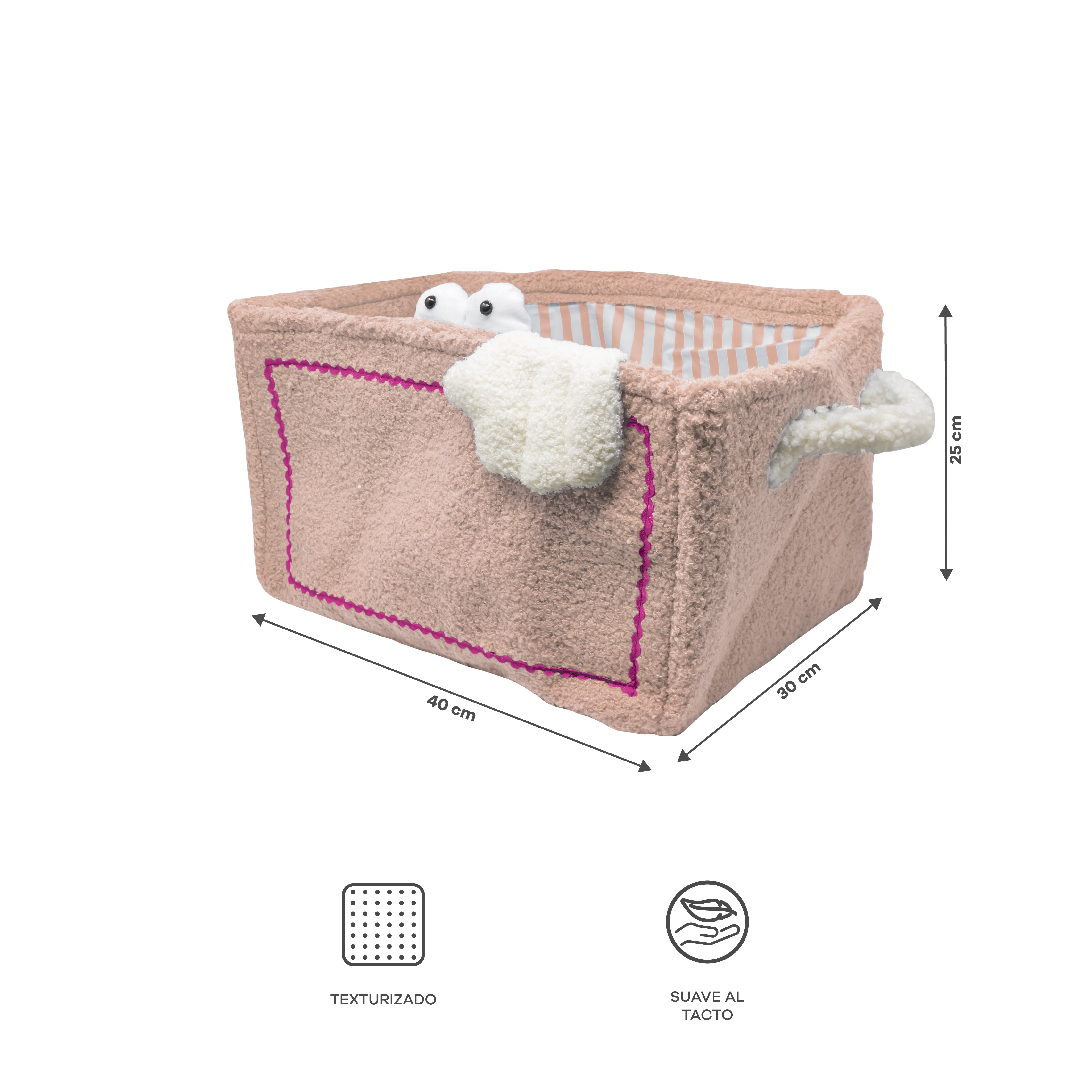 Cesta Organizadora de Tela - Monstruo Rosado