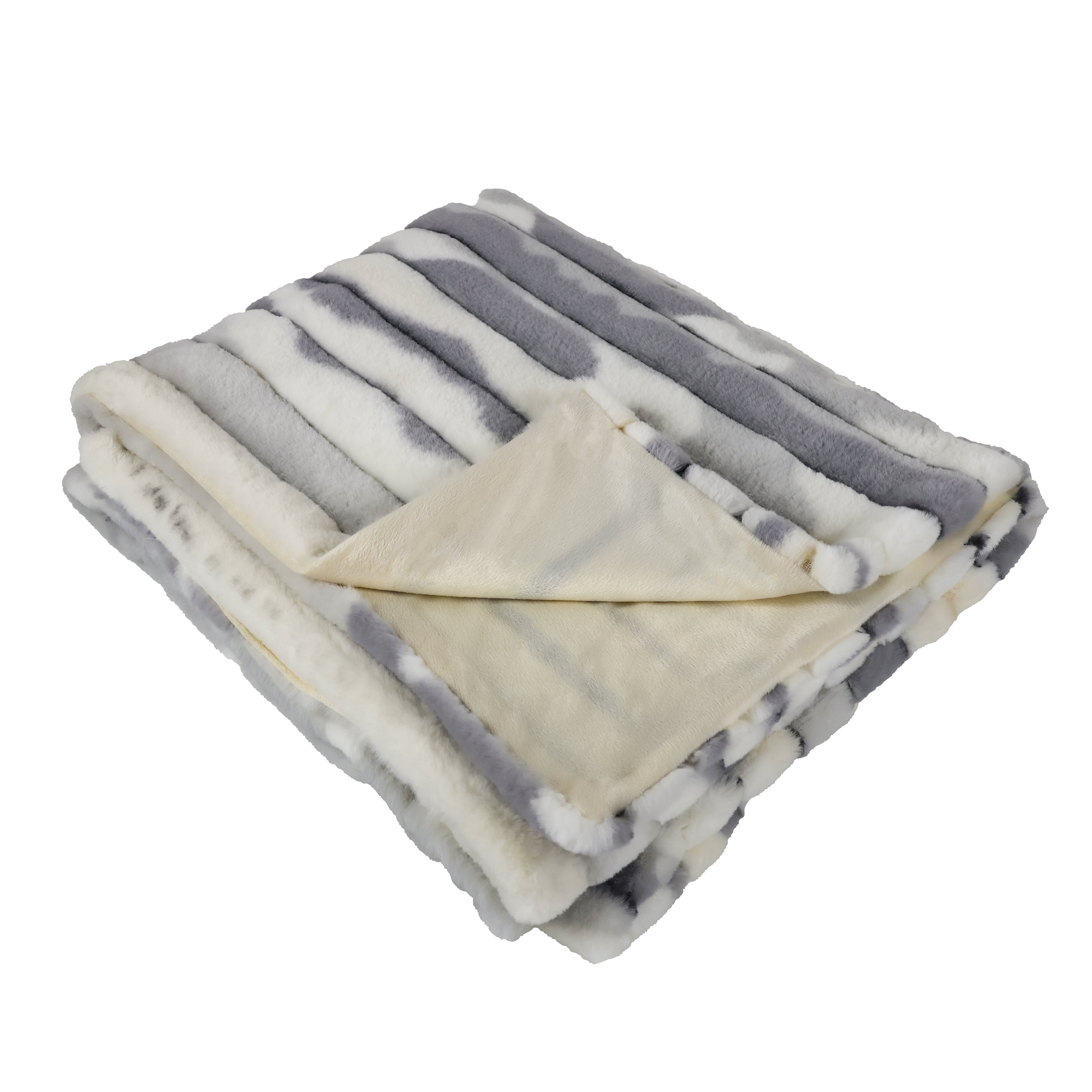 Cobija Ultra Suave de Lujo con Diseño Rayado - Gris
