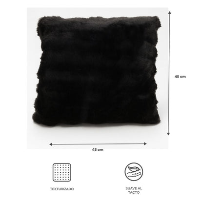 Cojín Suave tipo Peluche Cuadrado Negro - 45 cm