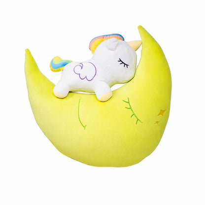 Peluche de Luna Amarilla Mágica con Unicornio