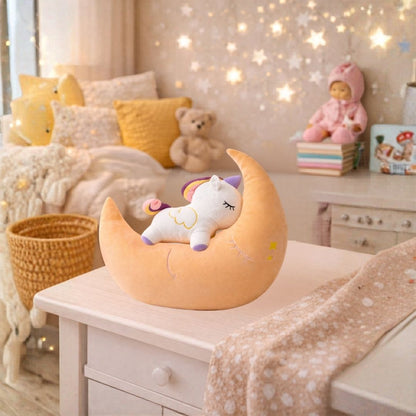 Peluche de Luna Naranja Mágica con Unicornio