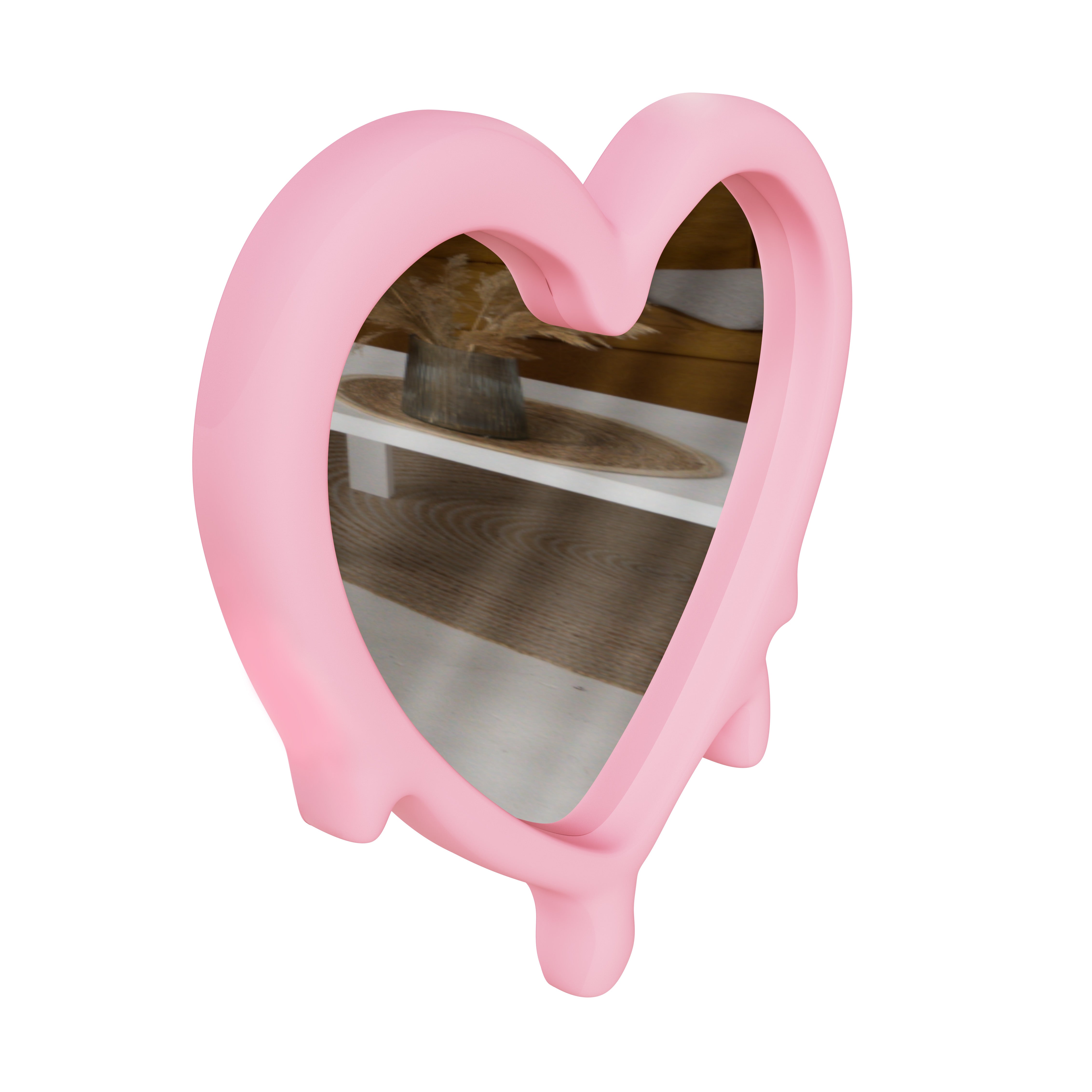 Espejo Forma de Corazón Rosa
