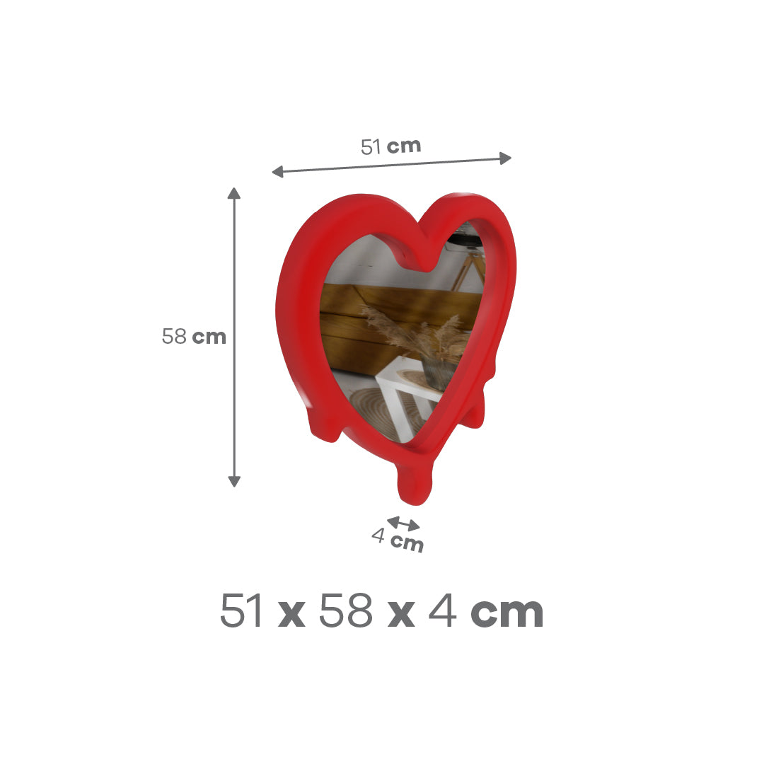 Espejo Forma de Corazón - Rojo