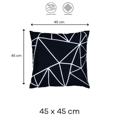 Set de 2 Fundas para Cojín Negras con Gráficos