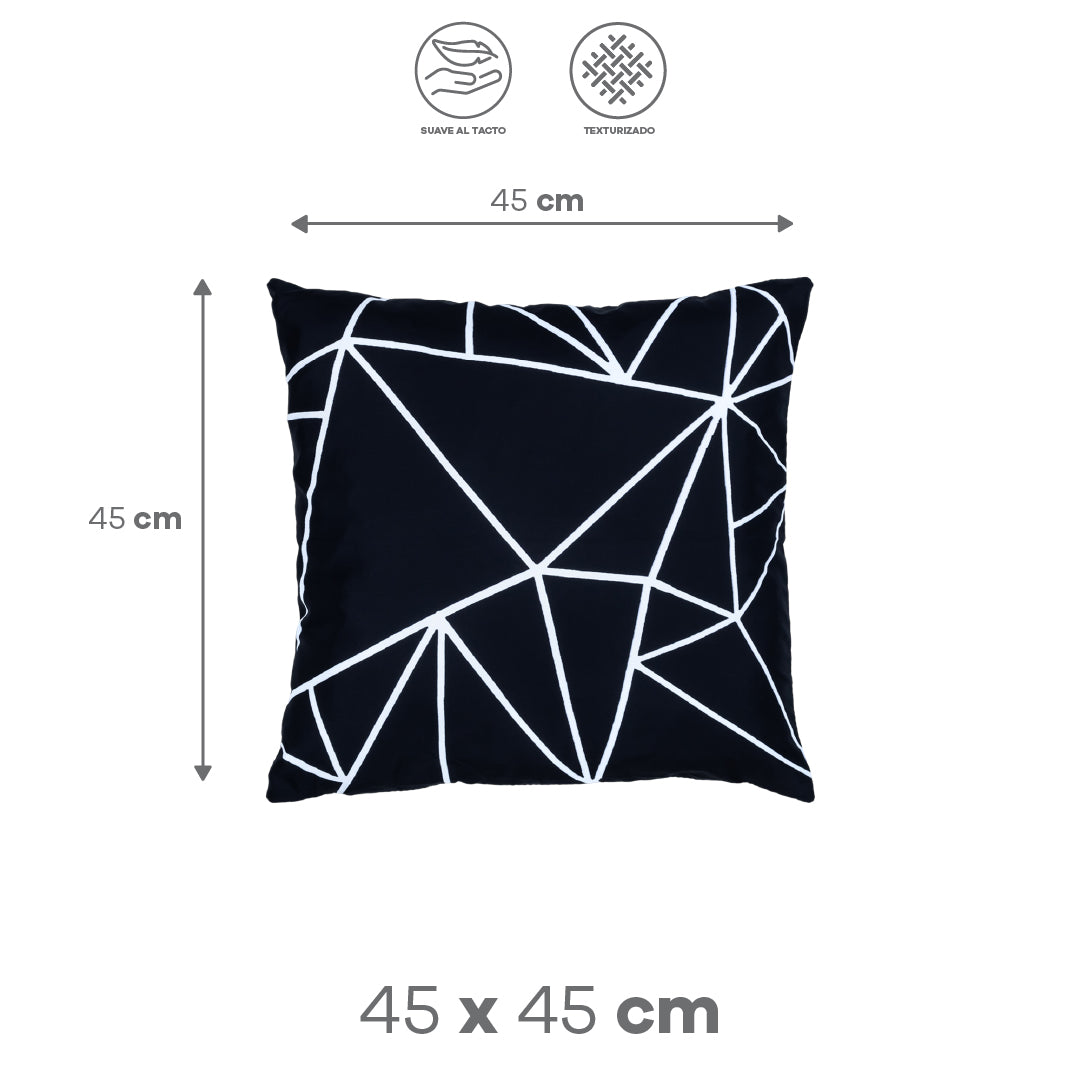 Funda de Cojín Decorativa Geométrica en Blanco y Negro