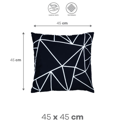 Funda de Cojín Decorativa Geométrica en Blanco y Negro