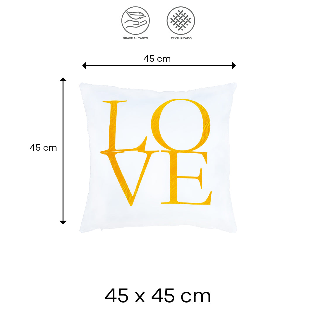 Set de 2 Fundas para Cojín Blancas con Estampado "Love"