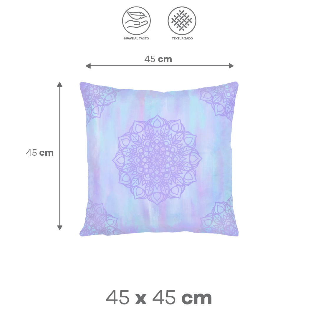 Funda de Cojín con Estampado de Mándala Morado
