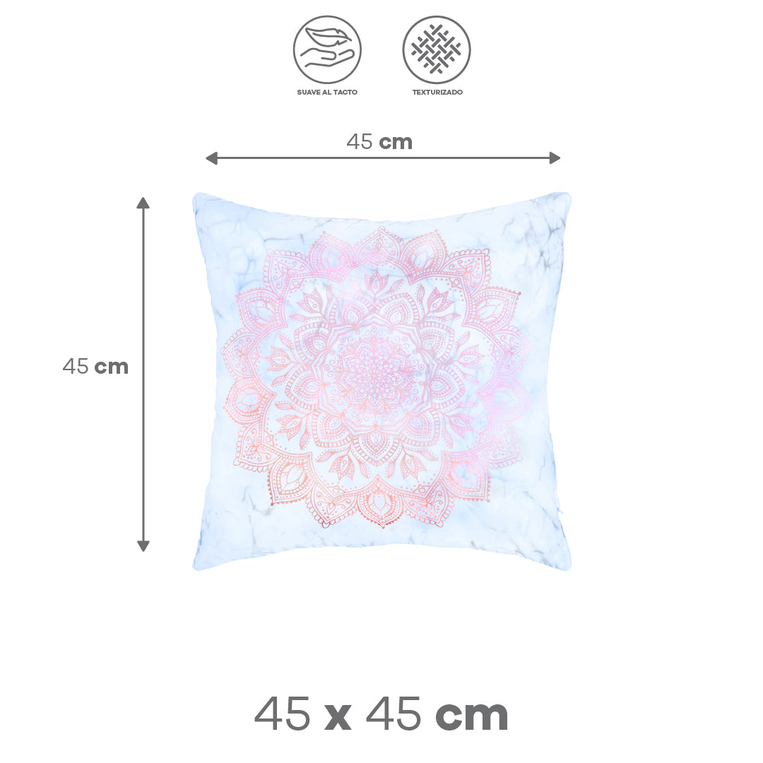 Funda de Cojín con Estampado de Mándala Rosado