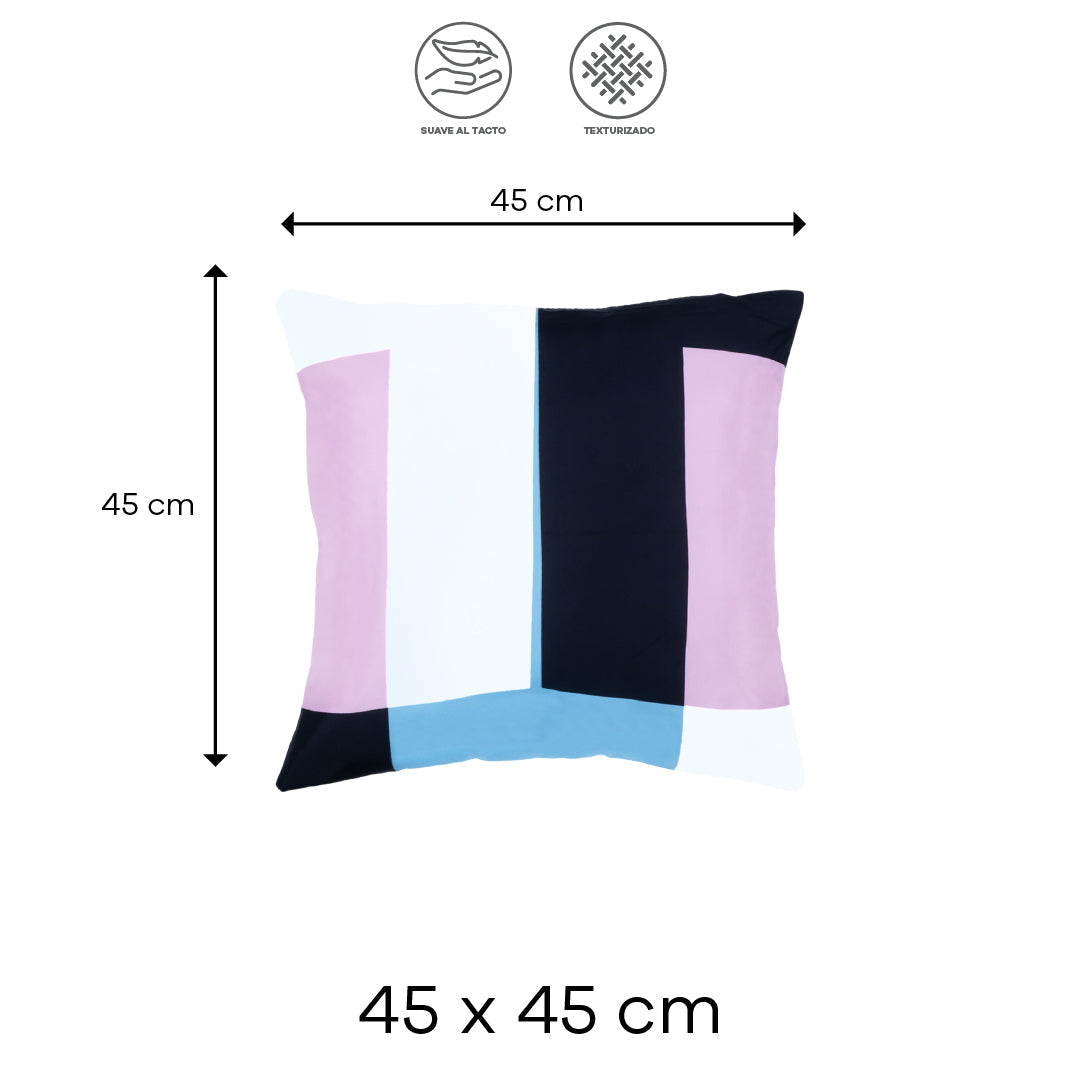 Set de 2 Fundas para Cojín Negras, Rosas y Azules