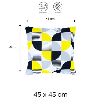 Set de 2 Fundas para Cojín Amarillos, Negros y Grises
