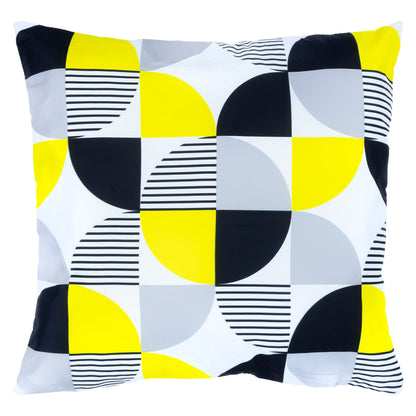 Funda de Cojín Geométrica en Amarillo, Blanco y Gris