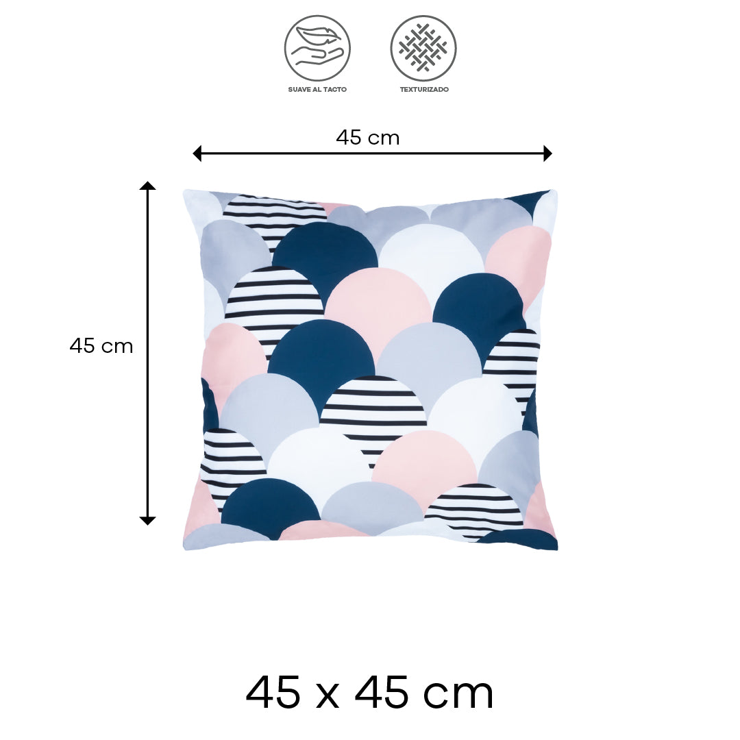 Set de 2 Fundas para Cojín - Gráficos Rosa, Gris y Blanco