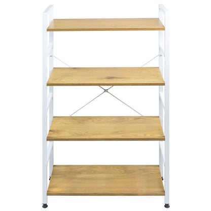 Librero de Estilo Industrial con 4 Estantes de Madera Clara