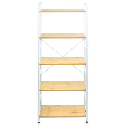 Librero de Estilo Industrial con 5 Estantes de Madera Clara