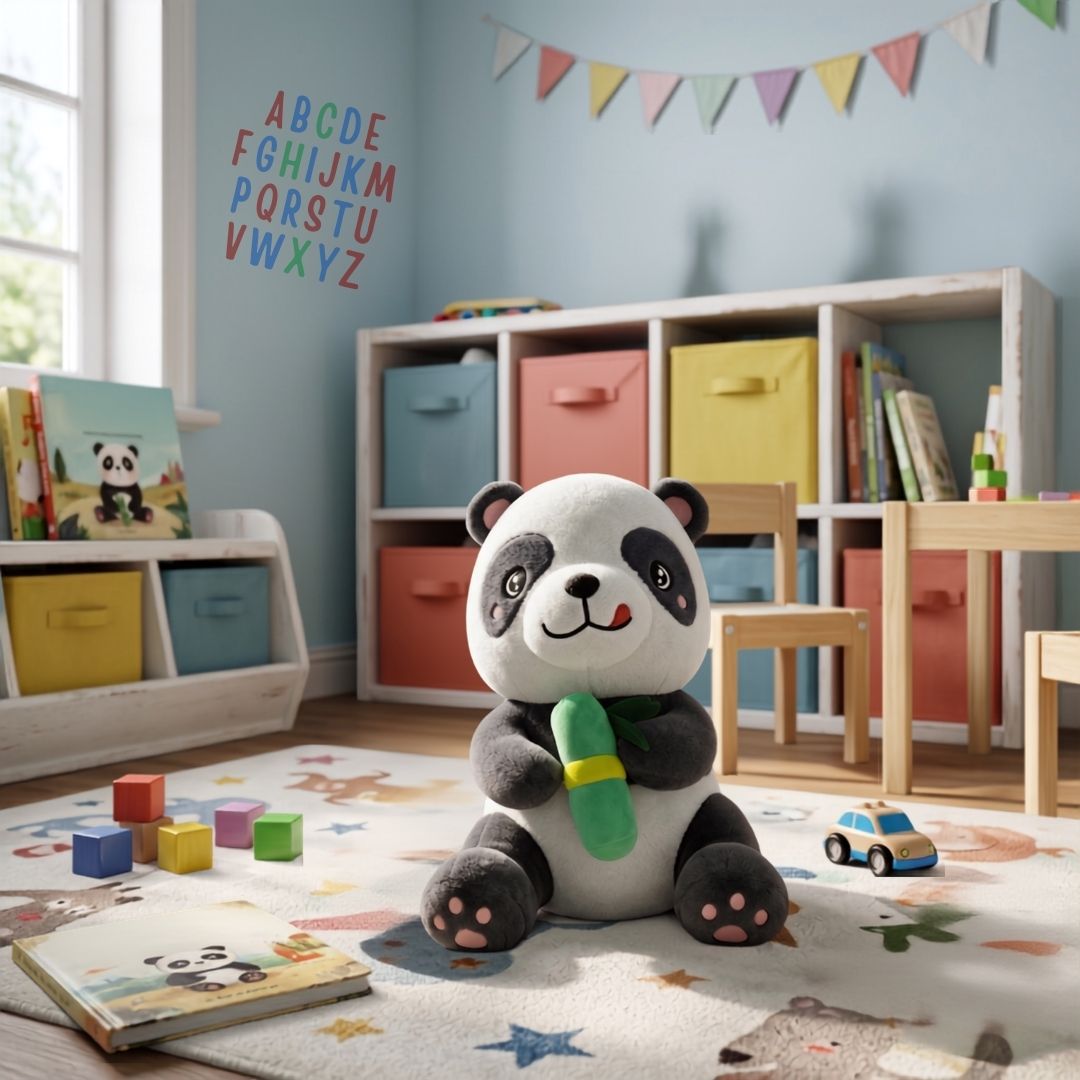 Muñeco Suave de Peluche - Panda con Bambú