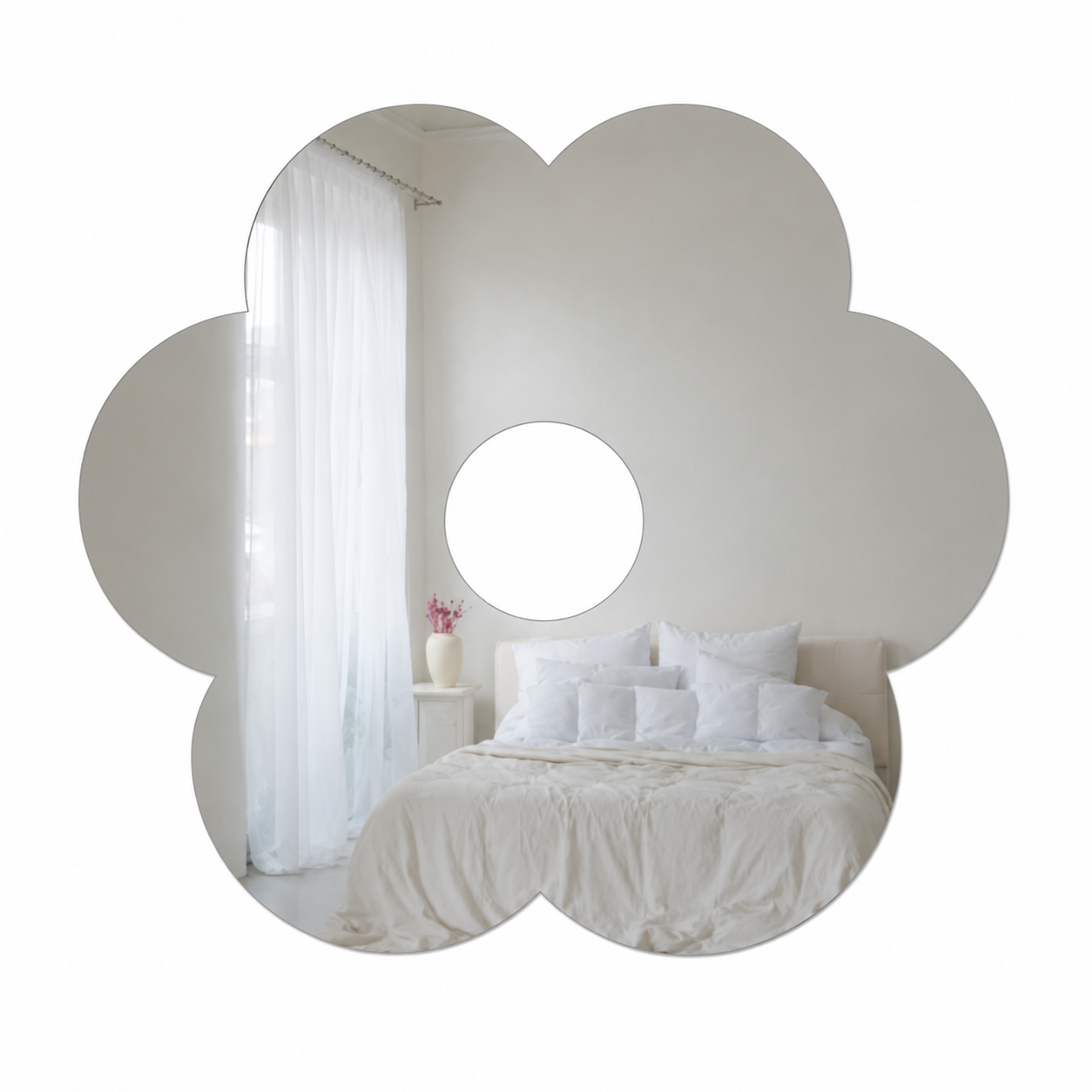 Sticker tipo Espejo de Cristal Adhesivo en Forma de Flor