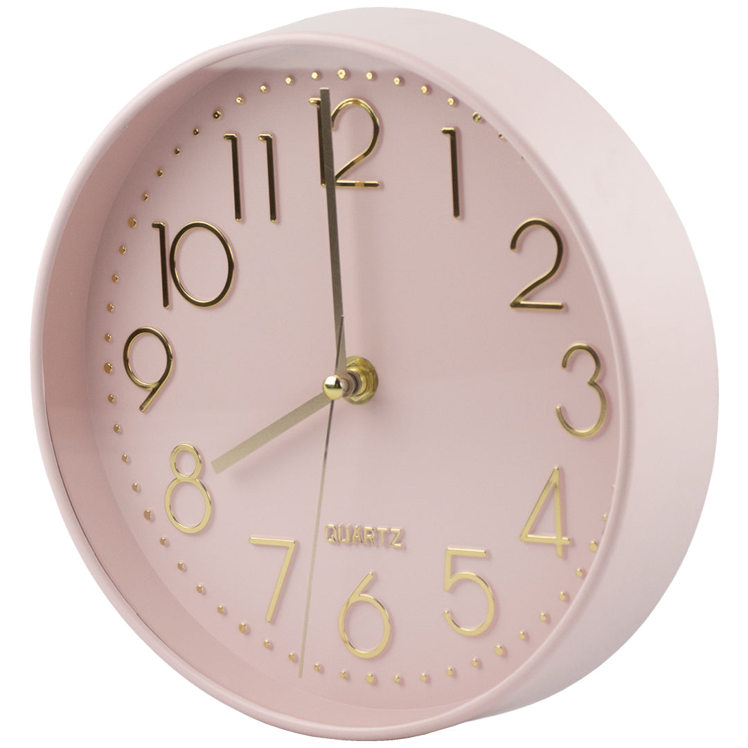 Reloj de Pared Rosa con letras Doradas | Modelo MC2160P | 20x4x20 cm