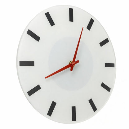 Reloj de Cristal con Diseño Minimalista y Manecillas Rojas