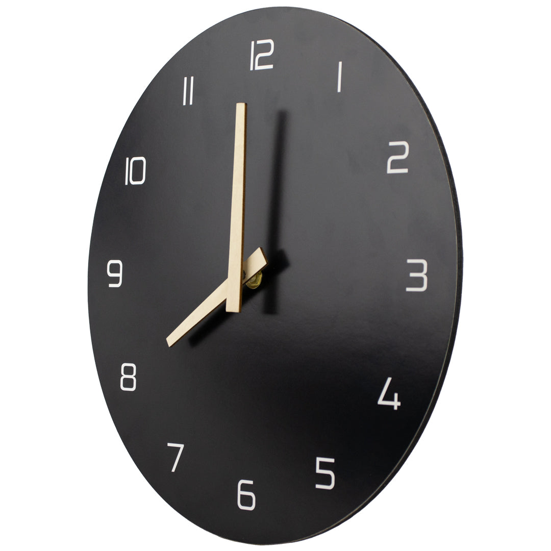 Reloj Pared Negro Manecillas Madera | 30x4x30 cm