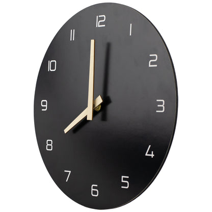 Reloj Pared Negro Manecillas Madera