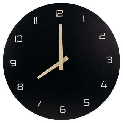 Reloj Pared Negro Manecillas Madera
