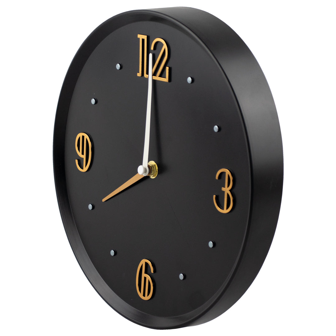 Reloj de Pared Negro/ Dorado