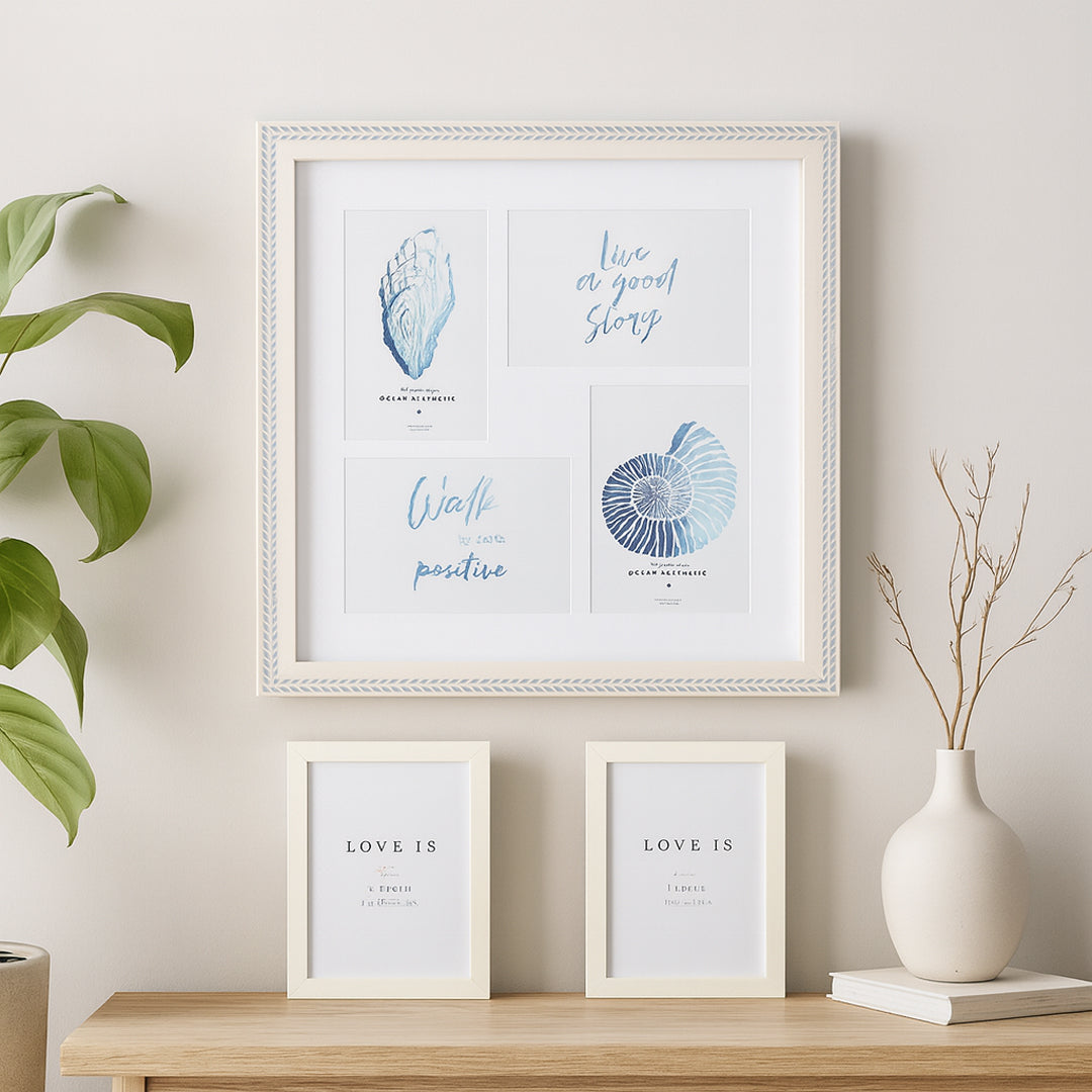 Juego de Portarretratos Minimalistas Múltiple Gris y Crema